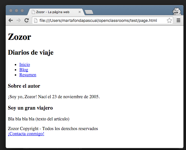 Una página HTML sin CSS