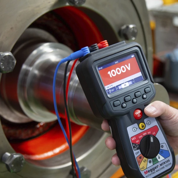 Engineer using the Megger MTR105 Rotation Machine Tester