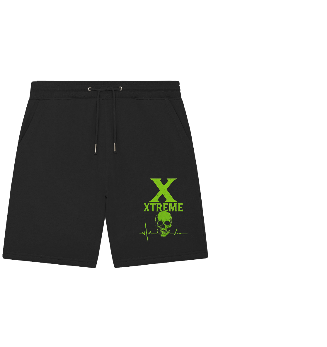 Neon Heartbeat Totenkopf Shorts Unisex – Xtreme - Heartbeat Neon Skull – Schwarz – XS