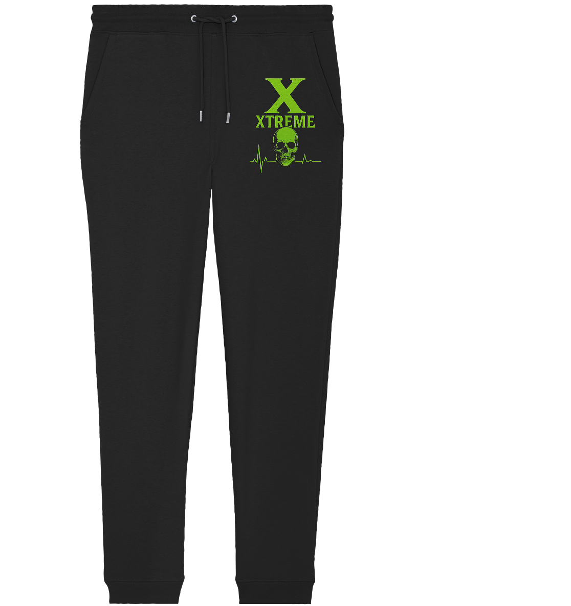Neon Heartbeat Totenkopf Jogginghose Unisex – Xtreme - Heartbeat Neon Skull – Schwarz – XS