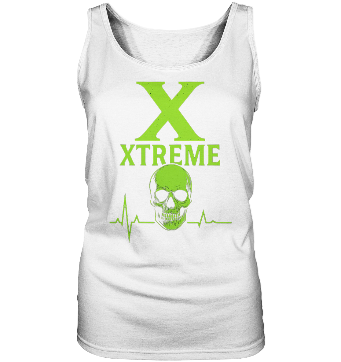 Neon Heartbeat Totenkopf Damen Tanktop – Xtreme - Heartbeat Neon Skull – Weiß – S