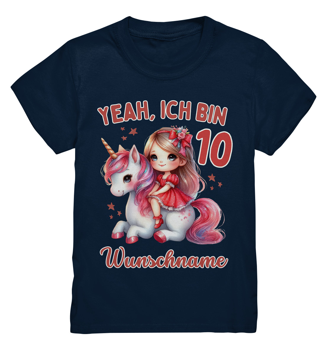 10 Jahre Einhorn T-Shirt personalisiert, 10 Geburtstag Mädchen Geschenk mit Name - Bild 4 von 4