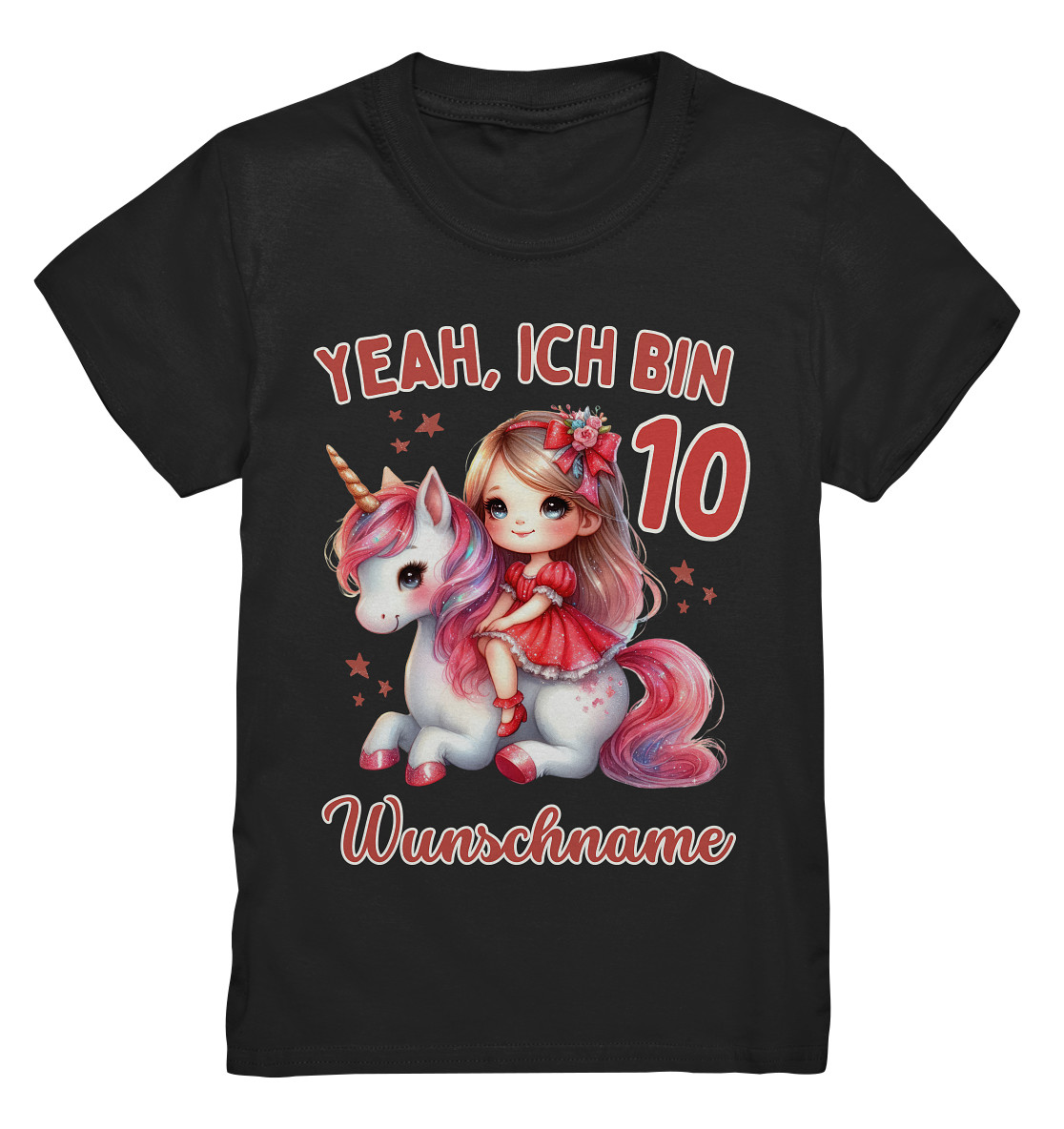 10 Jahre Einhorn T-Shirt personalisiert, 10 Geburtstag Mädchen Geschenk mit Name - Bild 2 von 4