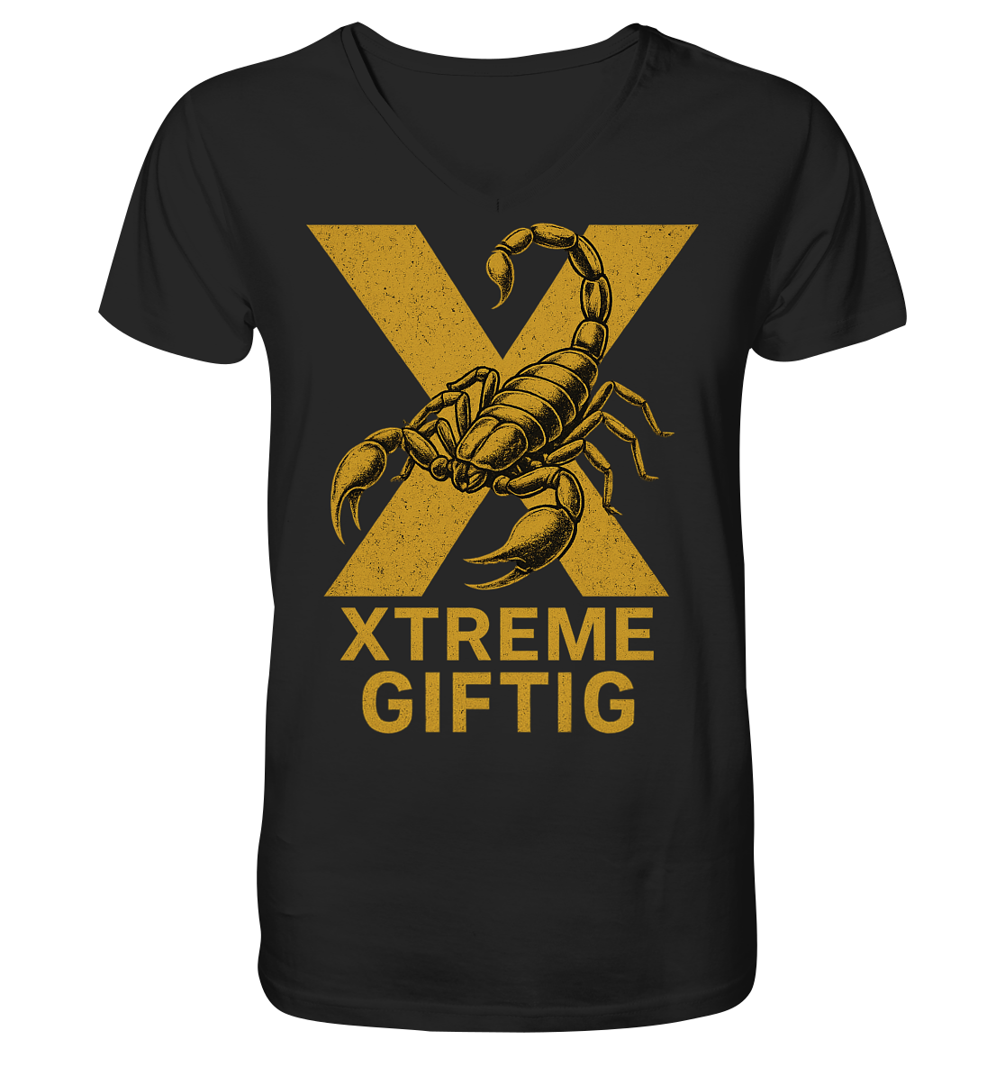 Giftig V-Ausschnitt-Shirt Unisex – XTREME GIFTIG GOLD – Schwarz – S