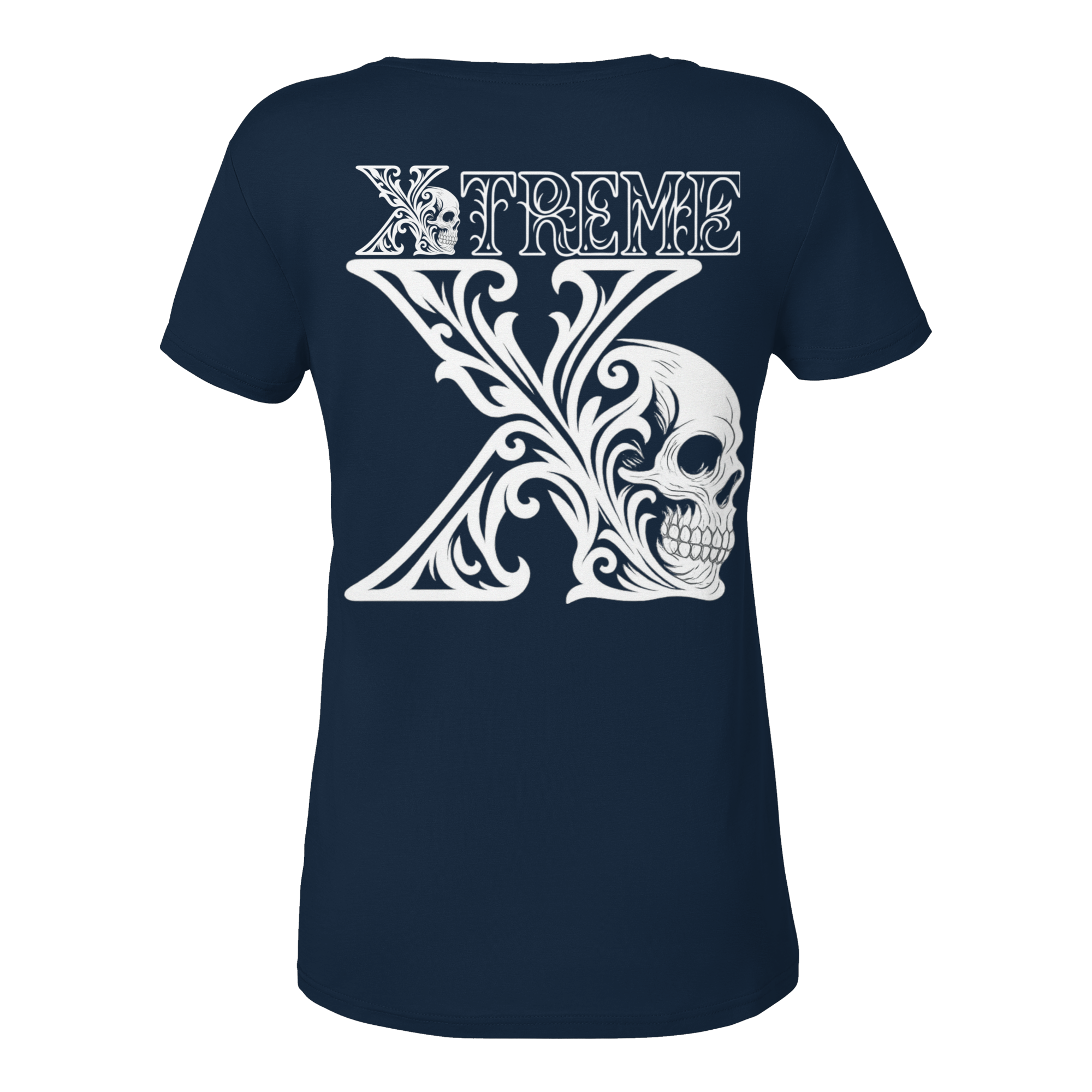 Ornament Damen V-Ausschnitt-Shirt – Xtreme Ornamental – Marineblau – XS