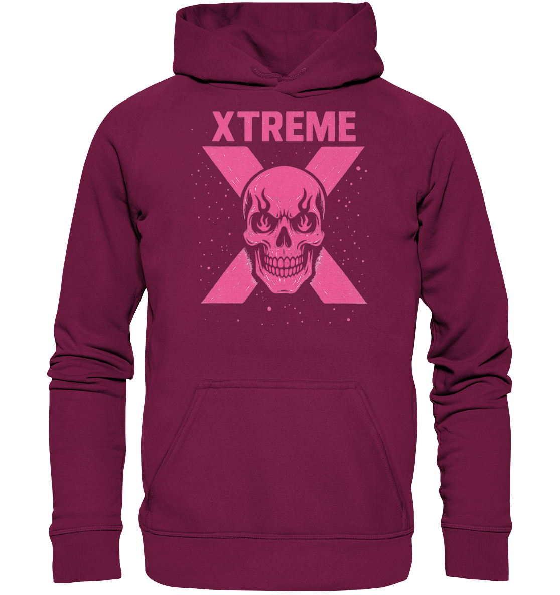Totenkopf Kapuzenpullover Unisex – XTREME PINK LADY – Bordeauxrot – XS