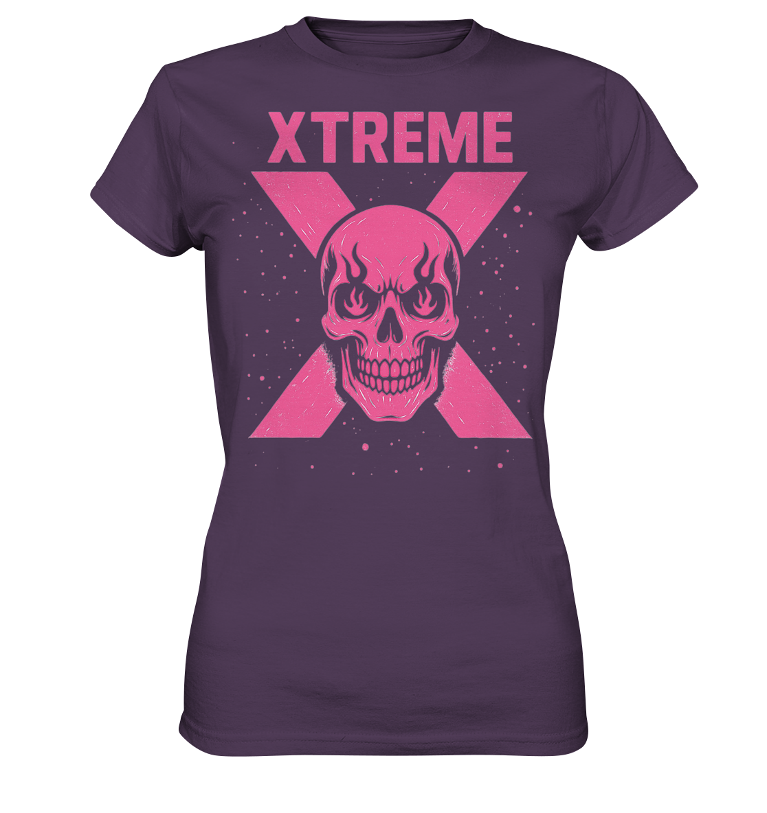 Totenkopf Damen T-Shirt – XTREME PINK LADY – Violett – XS