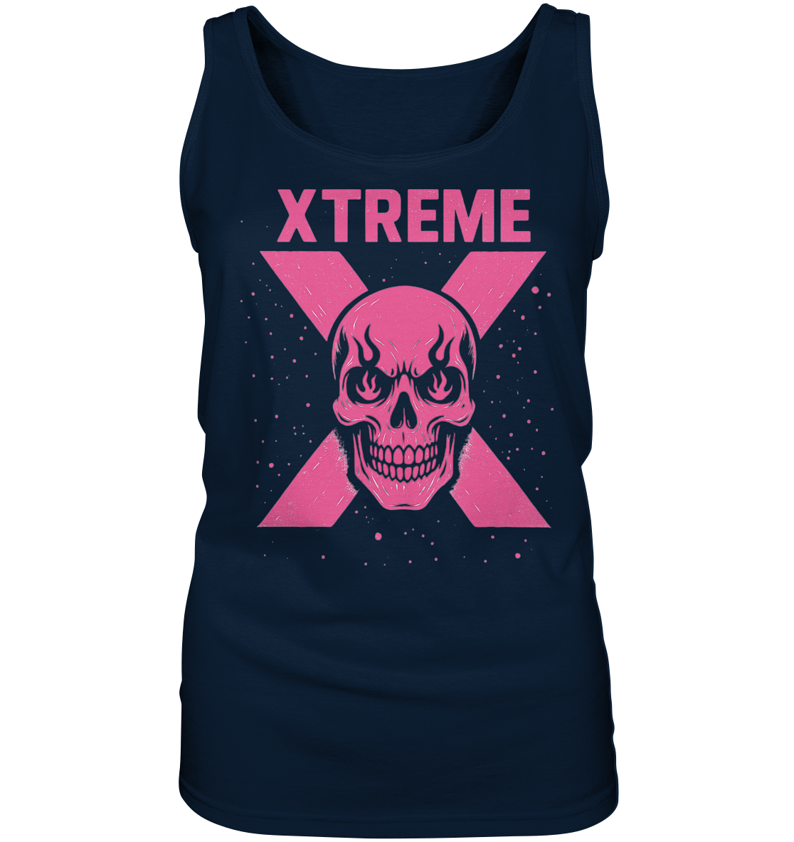 Totenkopf Damen Tanktop – XTREME PINK LADY – Marineblau – S