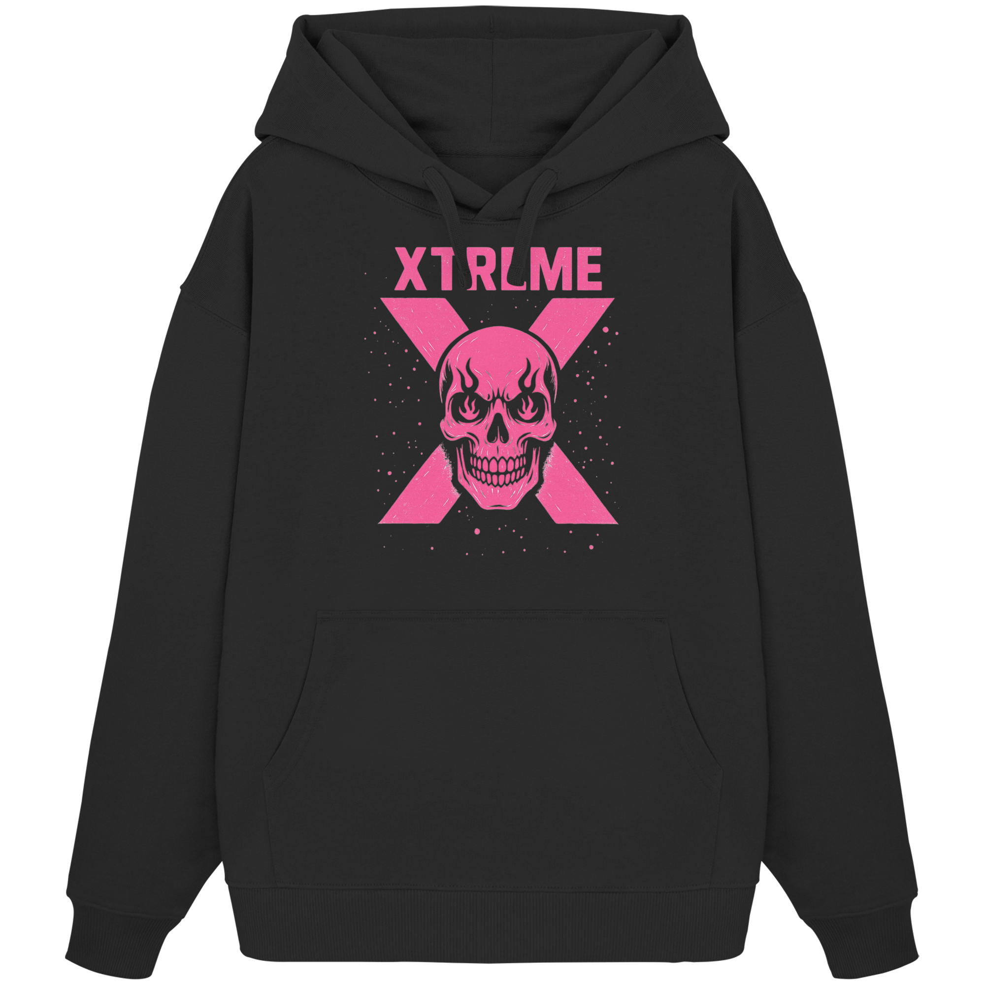 Totenkopf Kapuzenpullover Unisex – XTREME PINK LADY – Schwarz – XS