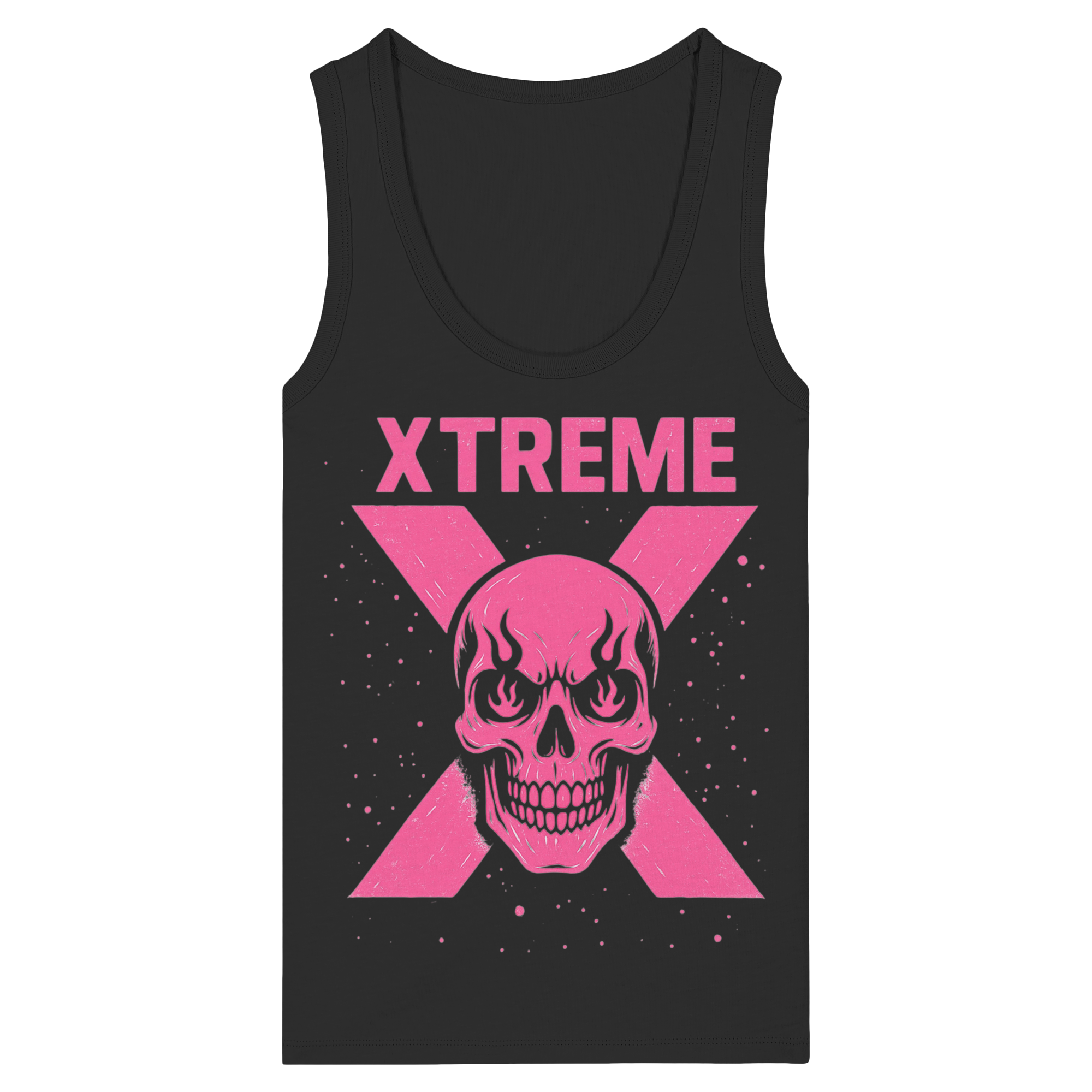 Totenkopf Damen Tanktop – XTREME PINK LADY – Schwarz – XS