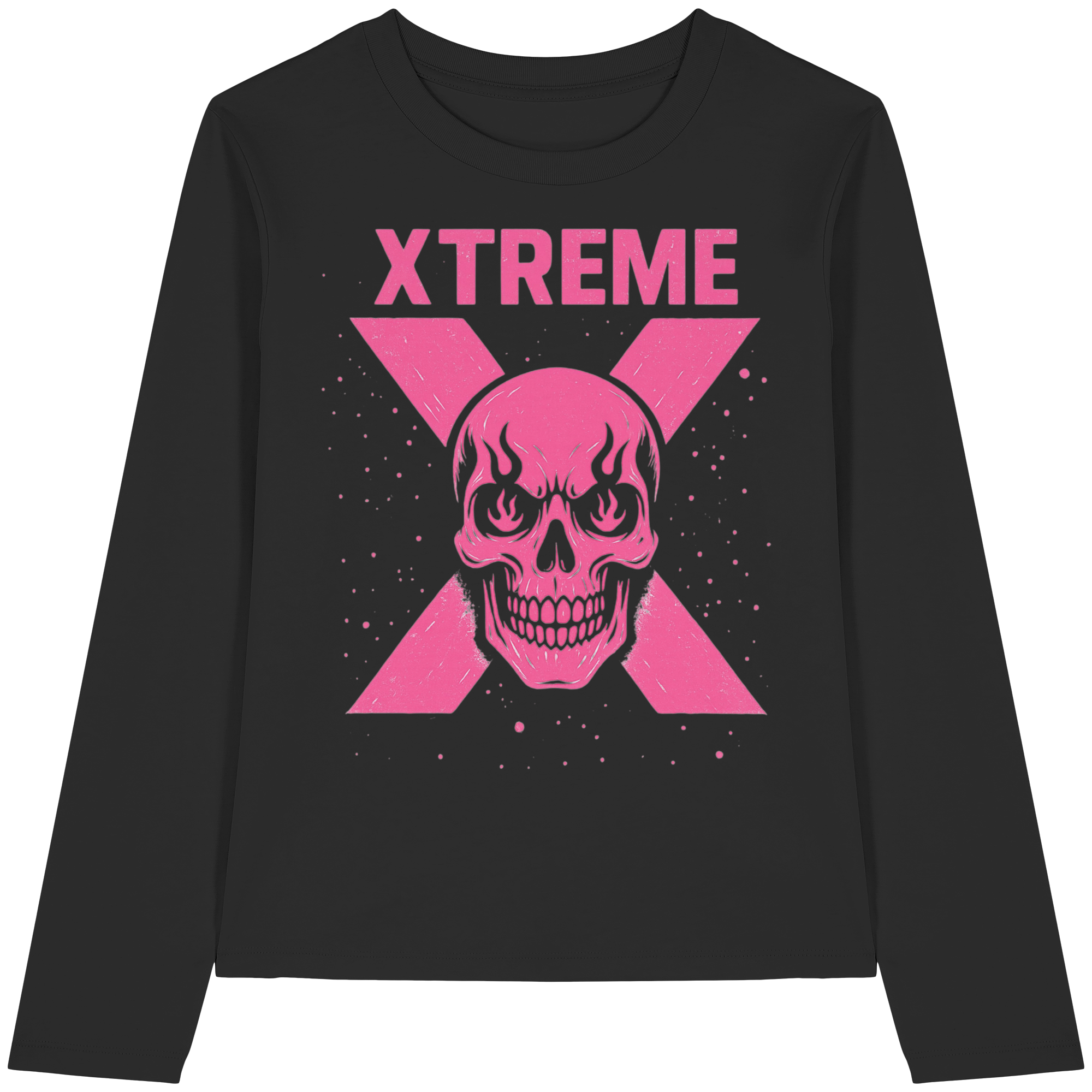 Totenkopf Damen T-Shirt – XTREME PINK LADY – Schwarz – XS