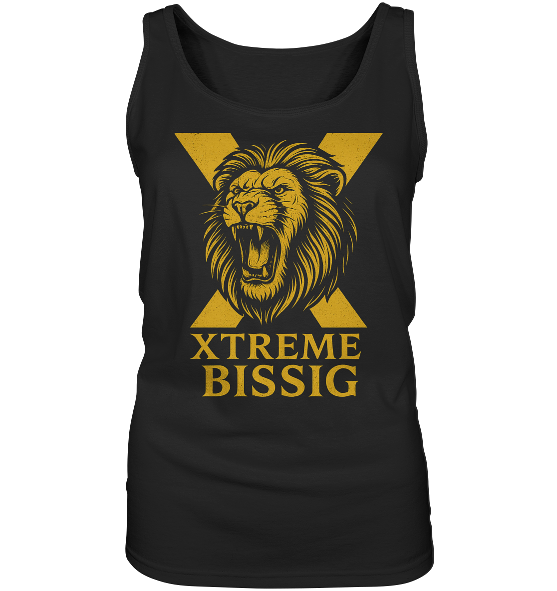 Bissig Damen Tanktop – XTREME BISSIG GOLD – Schwarz – S