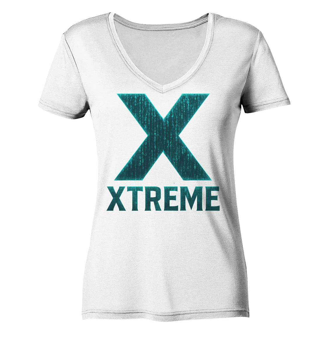 Neon Cyber Damen V-Ausschnitt-Shirt – Cyber X - XTREME Vision – Weiß – XS