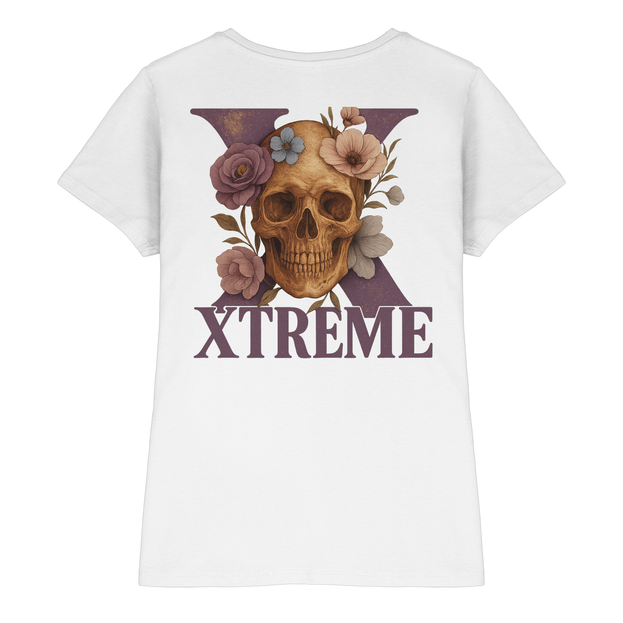 Blumen Damen T-Shirt – XTREME FLOWER SKILL – Weiß – XS