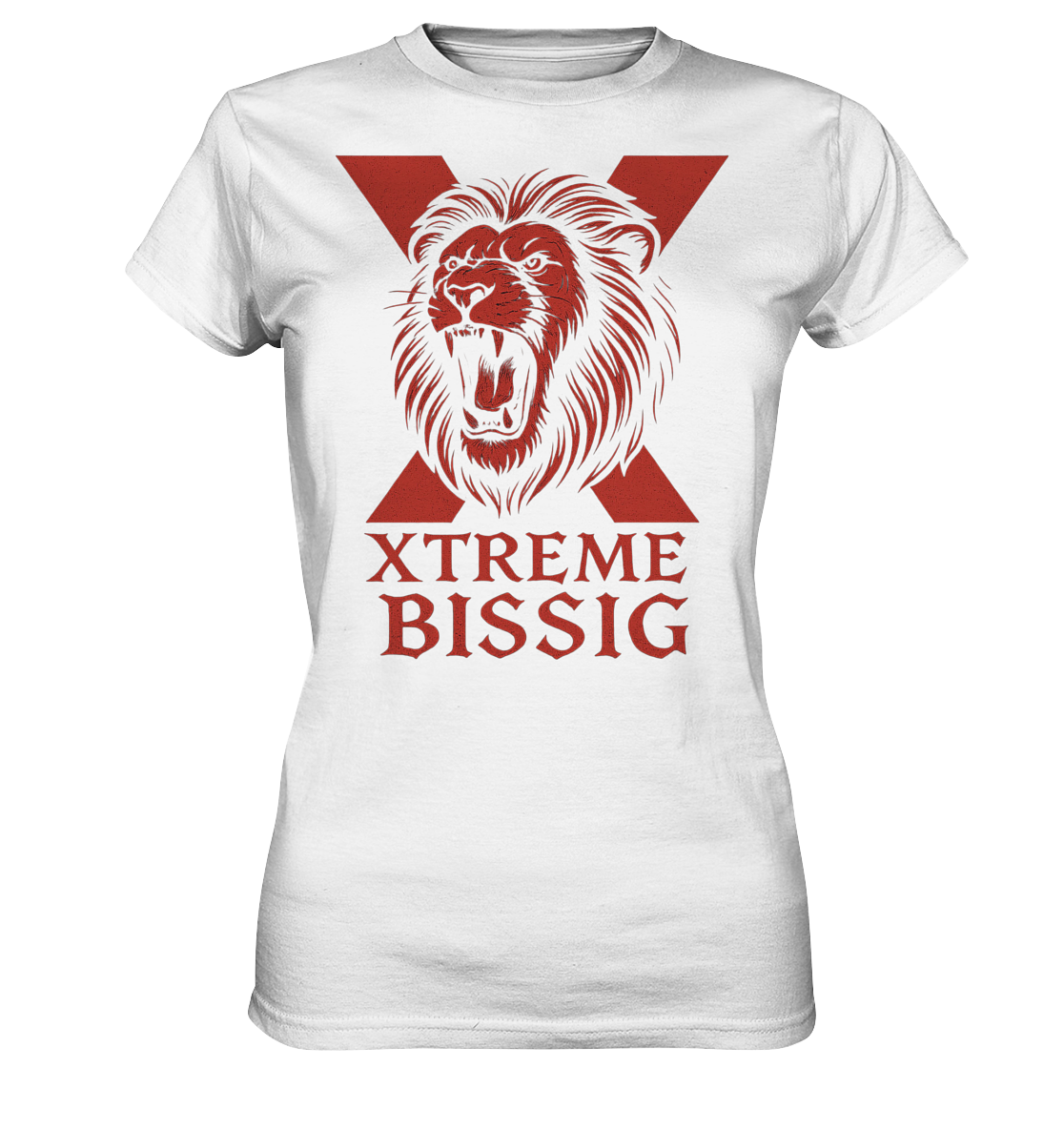 Bissig Damen T-Shirt – XTREME BISSIG RED – Weiß – XS