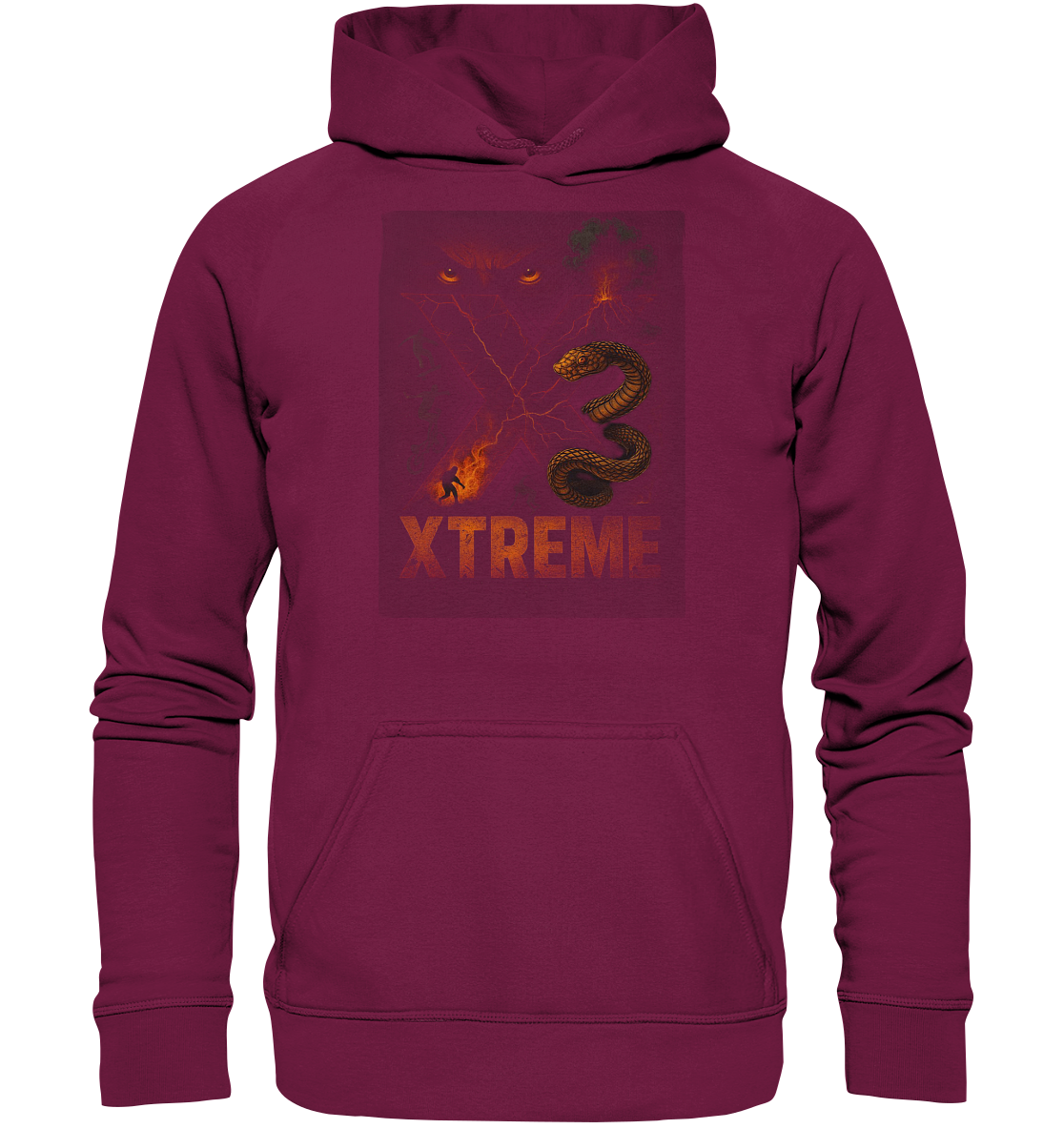 Kapuzenpullover Unisex – XTREME Instinct - Dark Fusion Edition – Bordeauxrot – XS