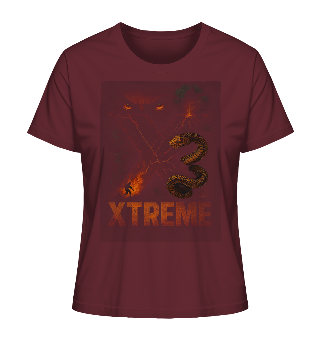 Damen T-Shirt – XTREME Instinct - Dark Fusion Edition – Bordeauxrot – XS