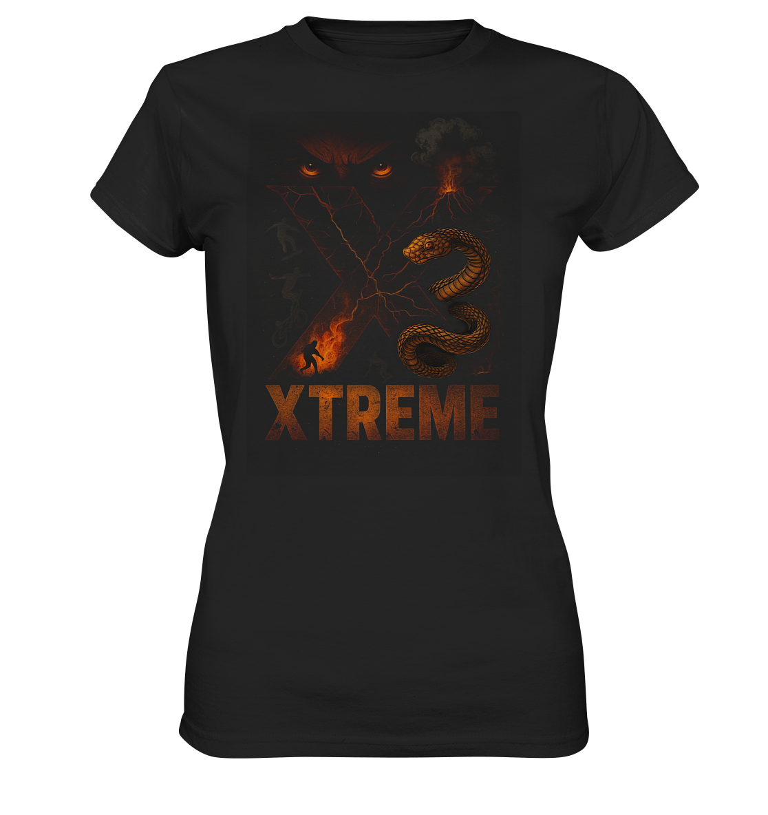Damen T-Shirt – XTREME Instinct - Dark Fusion Edition – Schwarz – XS