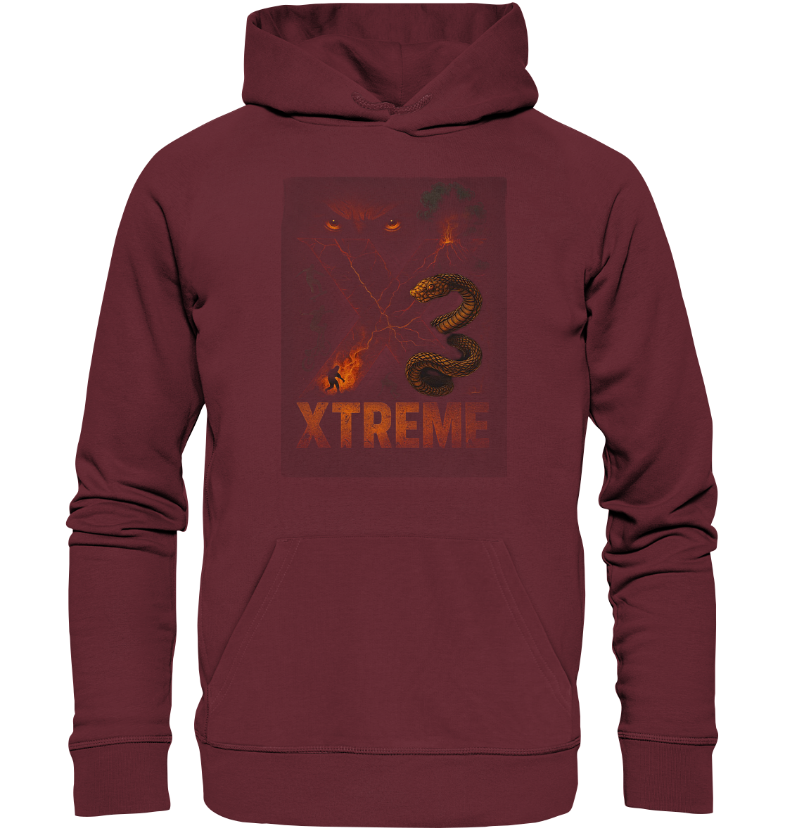 Kapuzenpullover Unisex – XTREME Instinct - Dark Fusion Edition – Bordeauxrot – XS