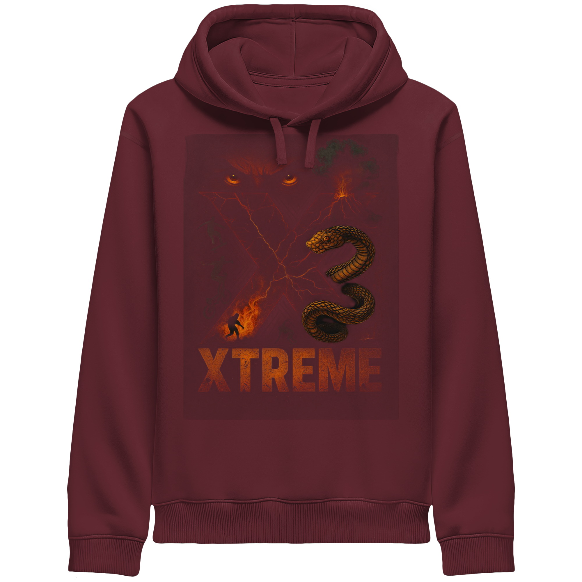 Kapuzenpullover Unisex – XTREME Instinct - Dark Fusion Edition – Bordeauxrot – XS