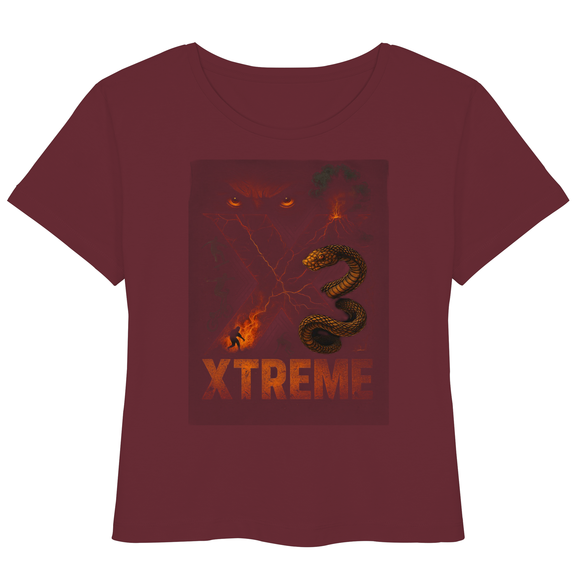 Damen T-Shirt – XTREME Instinct - Dark Fusion Edition – Bordeauxrot – XS