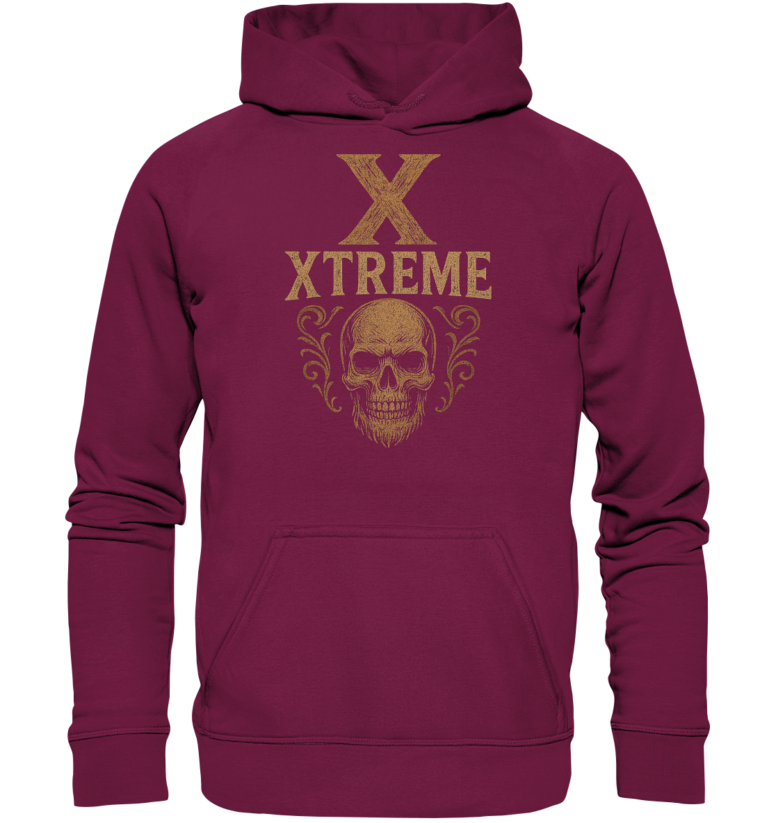 Totenkopf Wurzeln Kapuzenpullover Unisex – XTREME Skull Roots – Bordeauxrot – XS
