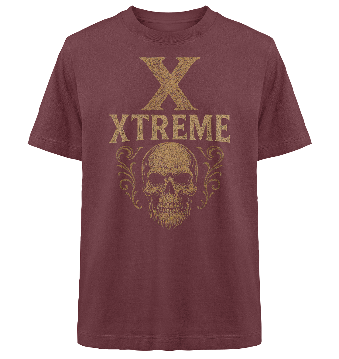 Totenkopf Wurzeln T-Shirt Unisex – XTREME Skull Roots – Bordeauxrot – S