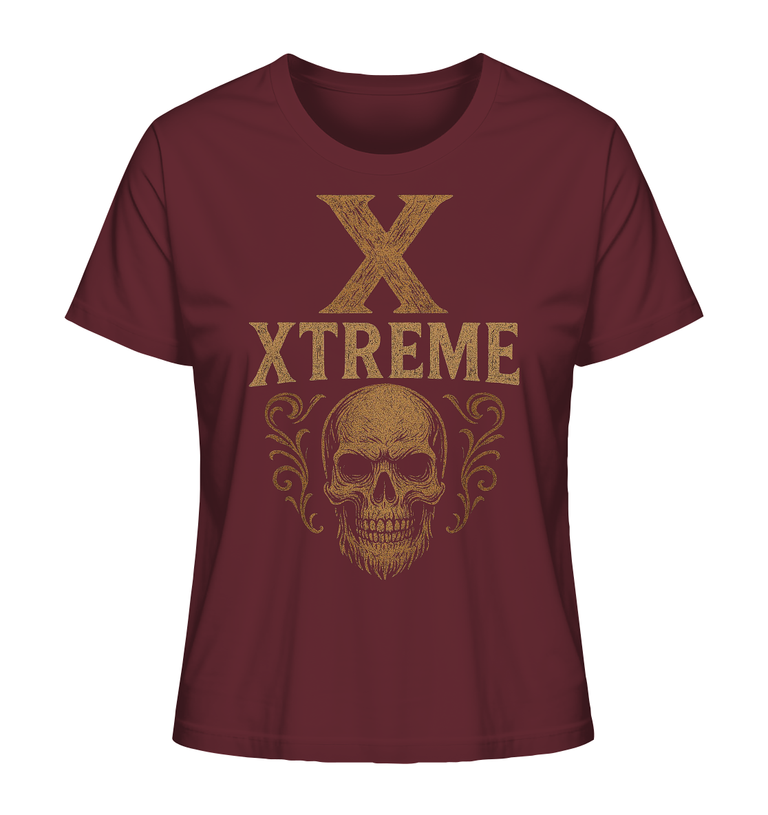 Totenkopf Wurzeln Damen T-Shirt – XTREME Skull Roots – Bordeauxrot – XS