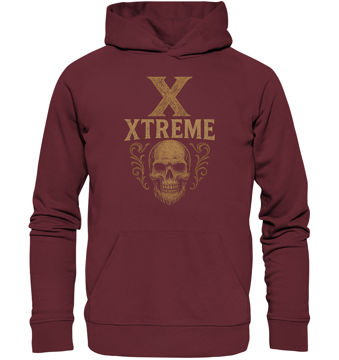 Totenkopf Wurzeln Kapuzenpullover Unisex – XTREME Skull Roots – Bordeauxrot – S