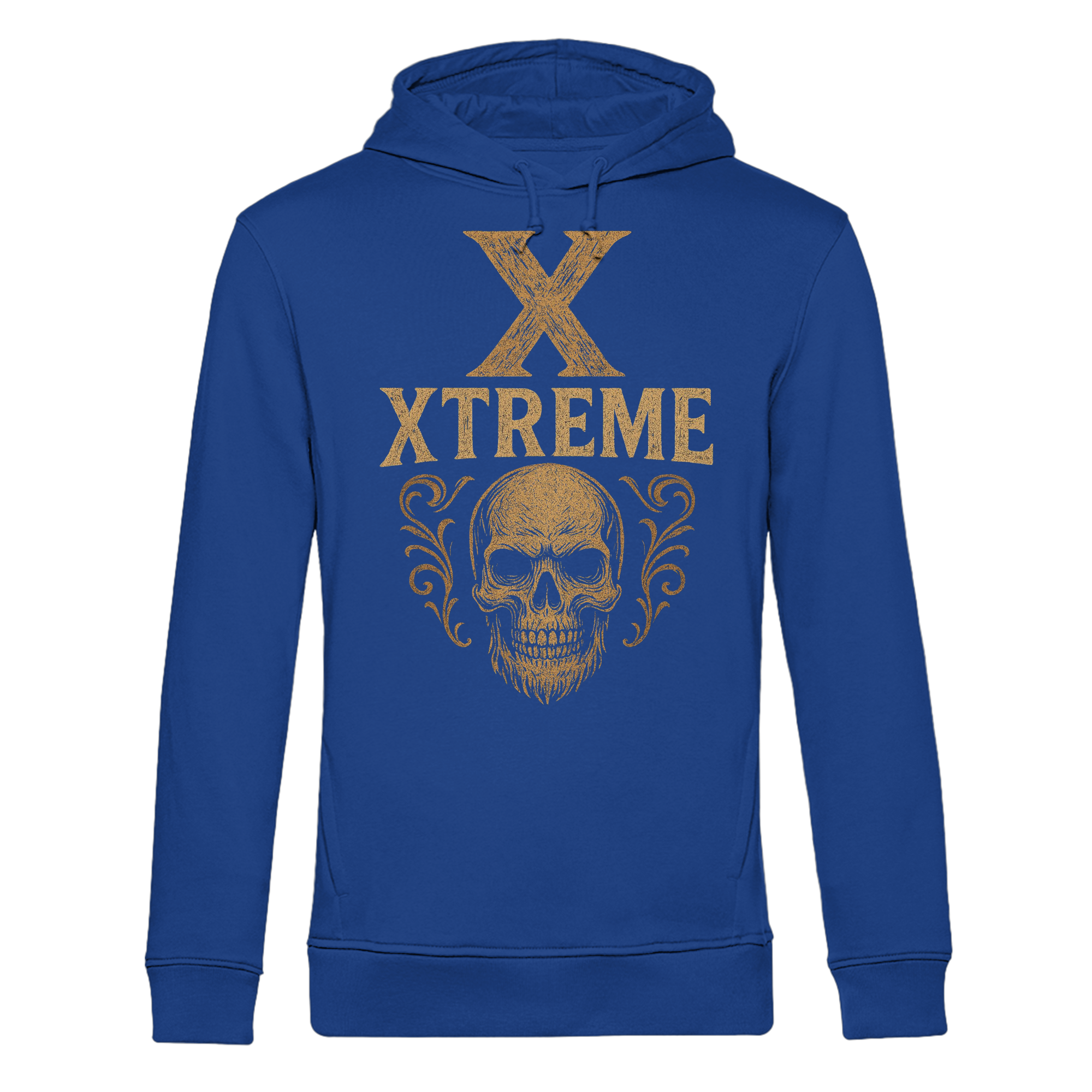 Totenkopf Wurzeln Kapuzenpullover Unisex – XTREME Skull Roots – Königsblau – XS