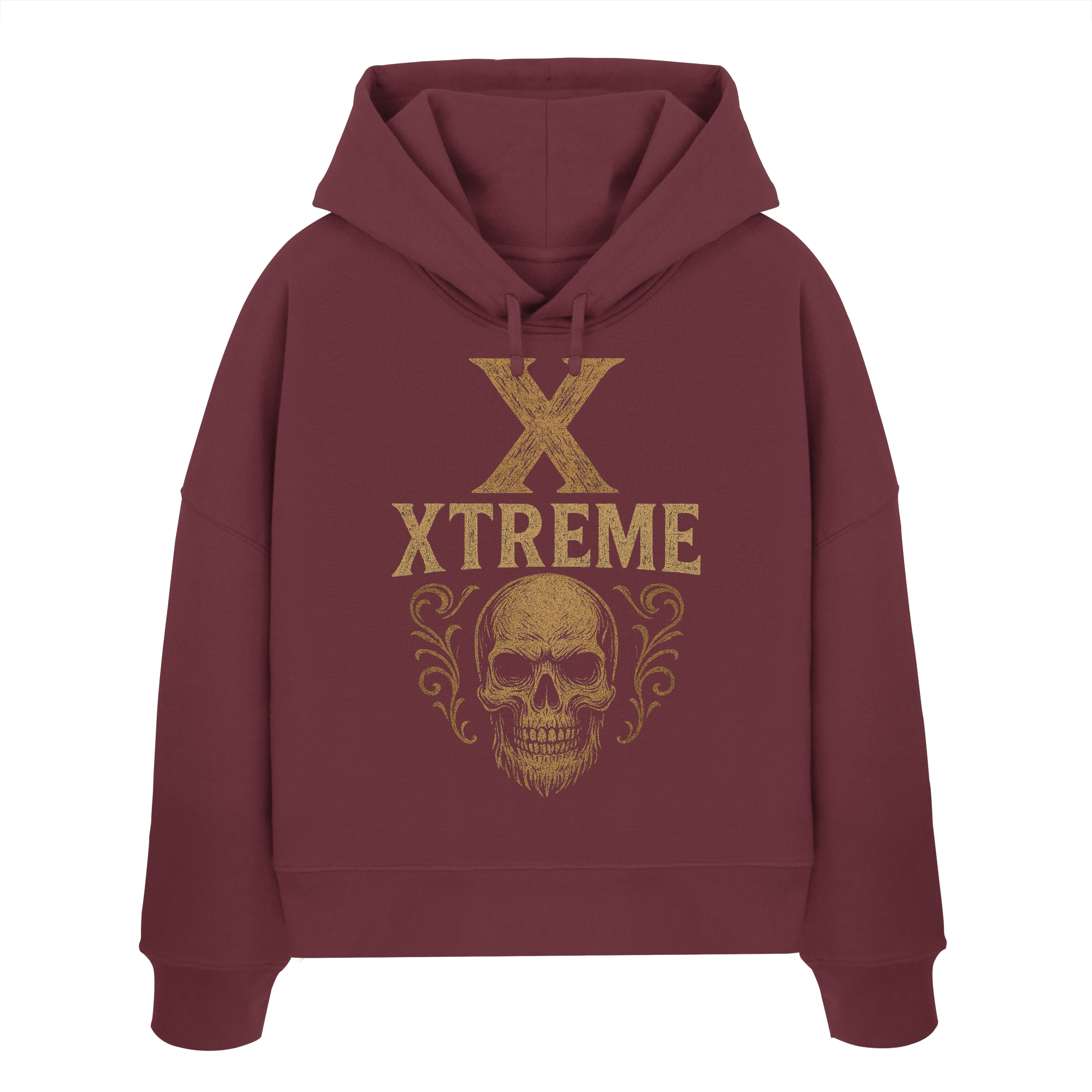 Totenkopf Wurzeln Damen Kapuzenpullover – XTREME Skull Roots – Bordeauxrot – XS