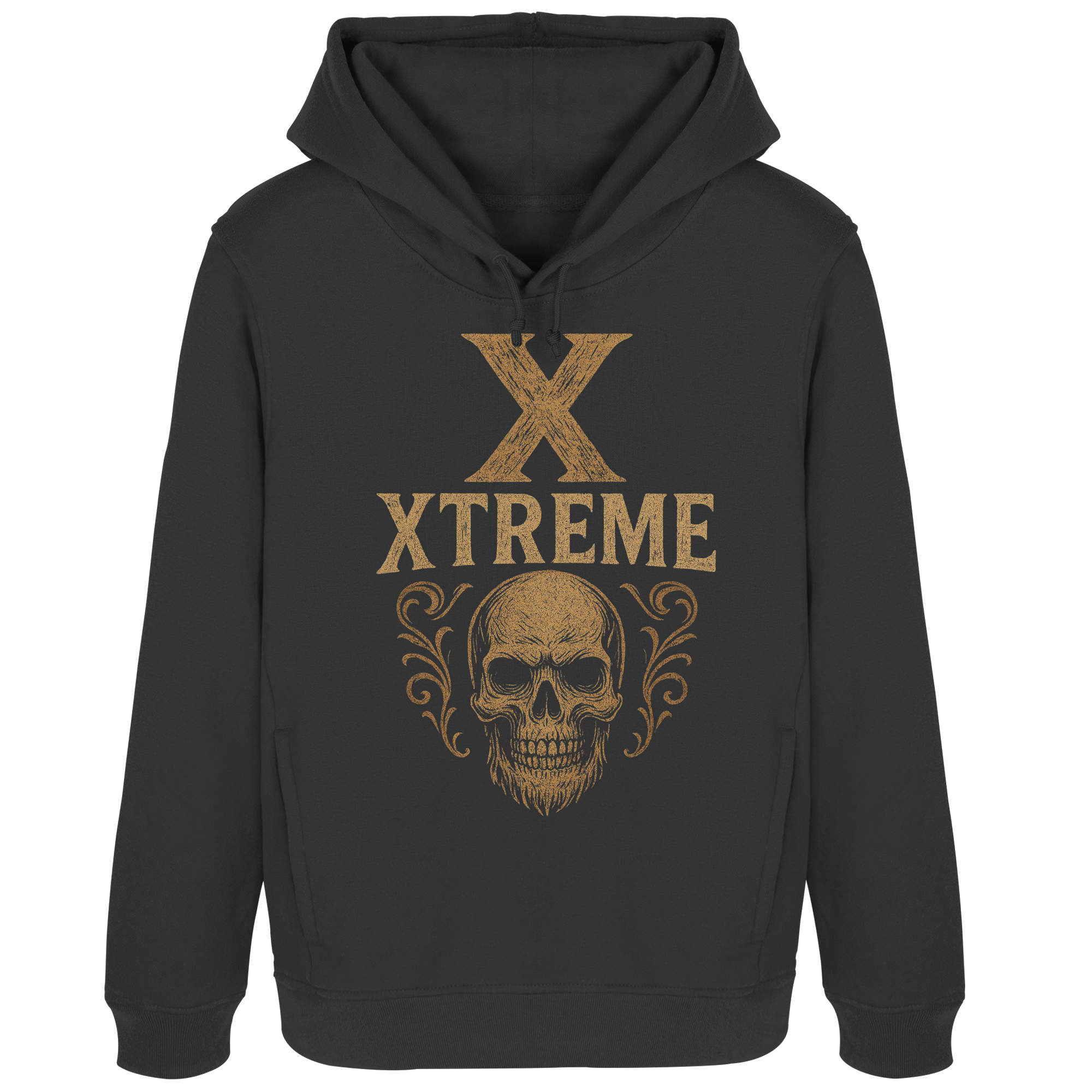 Totenkopf Wurzeln Damen Kapuzenpullover – XTREME Skull Roots – Schwarz Pure – XS