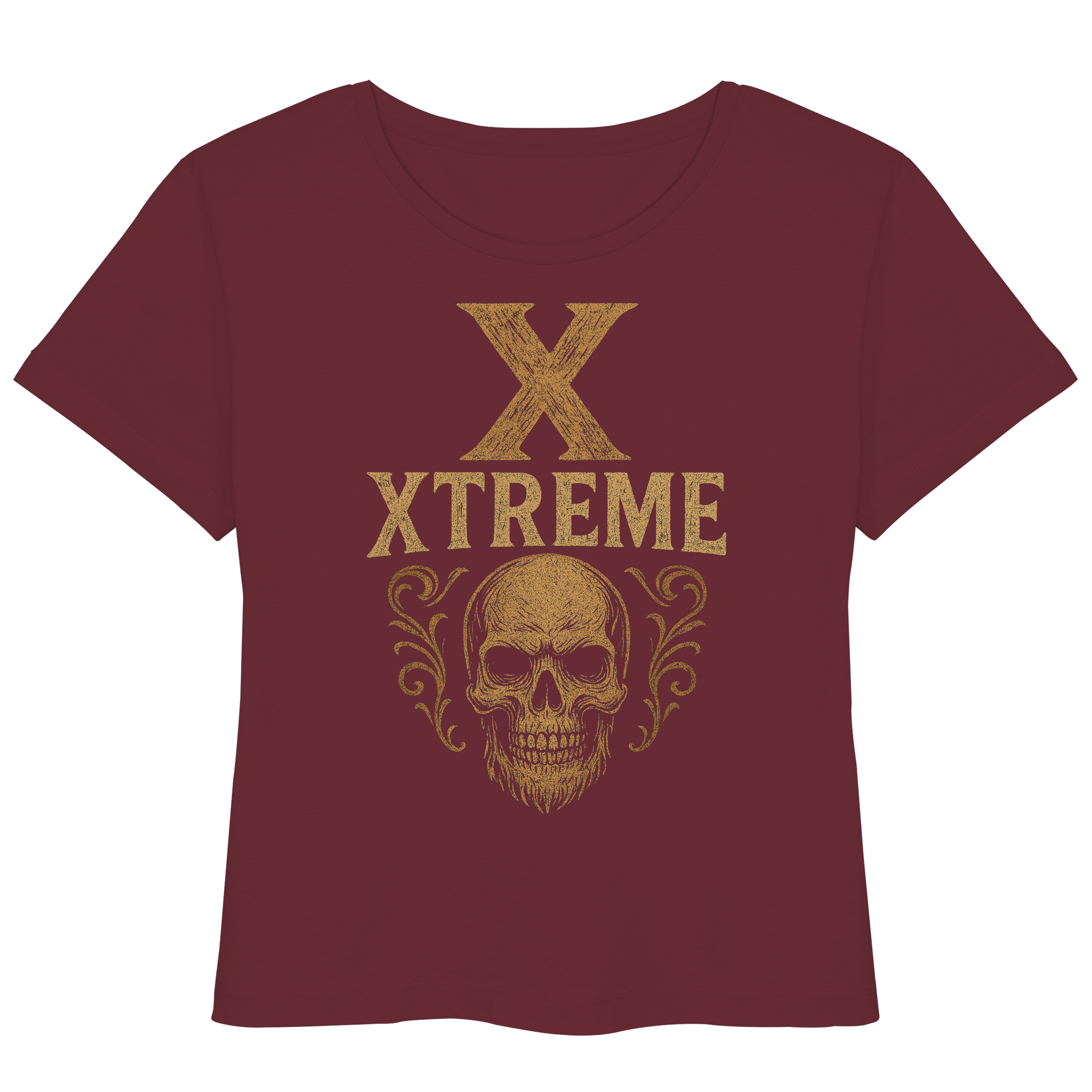 Totenkopf Wurzeln Damen T-Shirt – XTREME Skull Roots – Bordeauxrot – XS