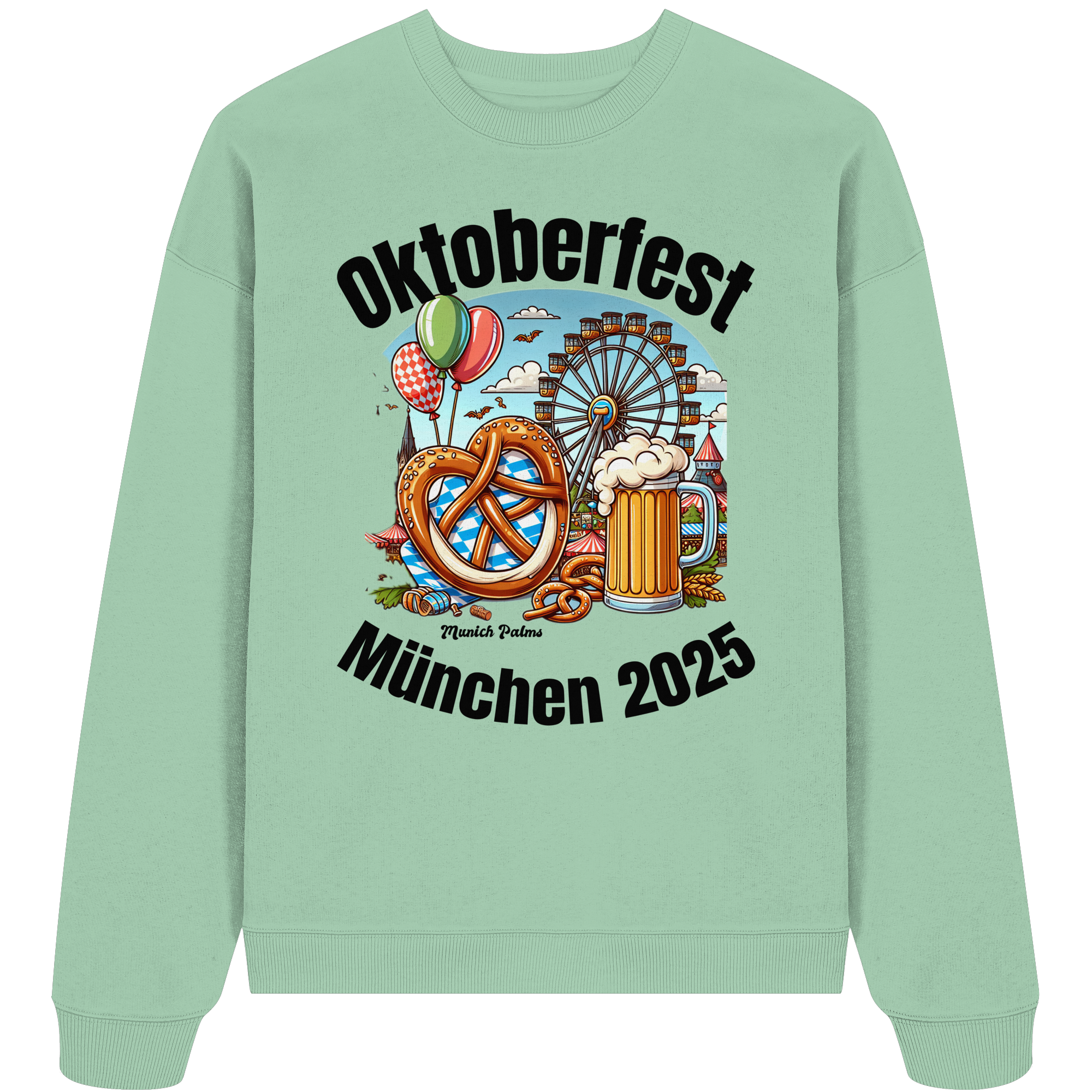 Oktoberfest München 2025 : Munich Palms Design - Organic Oversize Sweatshirt - Bild 4 von 6
