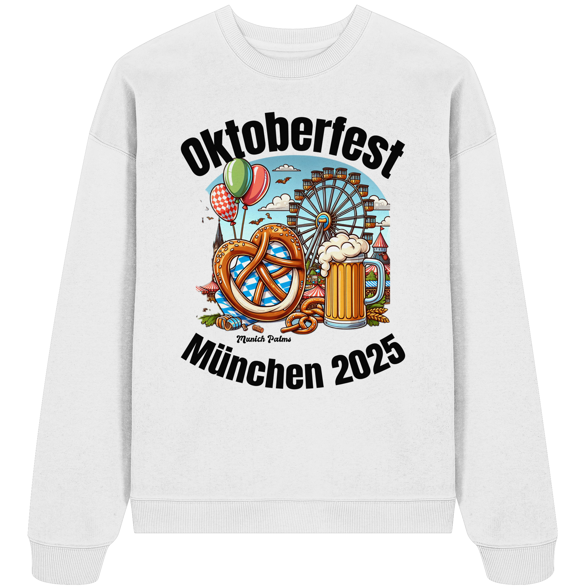 Oktoberfest München 2025 : Munich Palms Design - Organic Oversize Sweatshirt - Bild 6 von 6