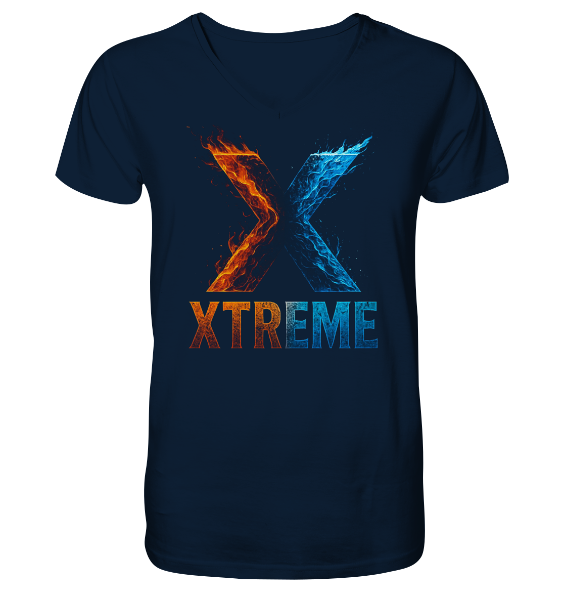 Feuer & Eis V-Ausschnitt-Shirt Unisex – Xtreme - Feuer & Eis Edition – Marineblau – S