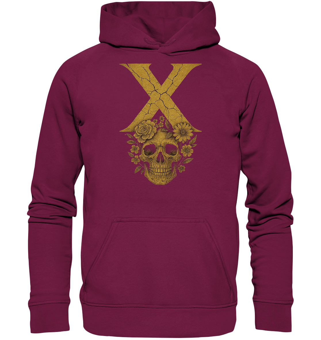 Blumen Kapuzenpullover Unisex – XTREME FLOWER – Bordeauxrot – XS