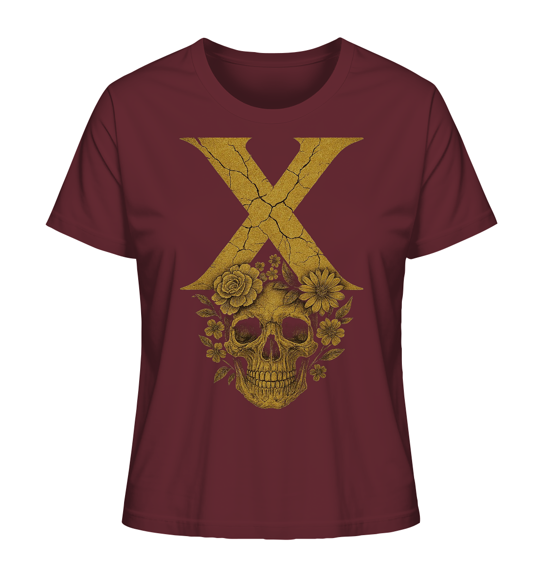Blumen Damen T-Shirt – XTREME FLOWER – Bordeauxrot – XS