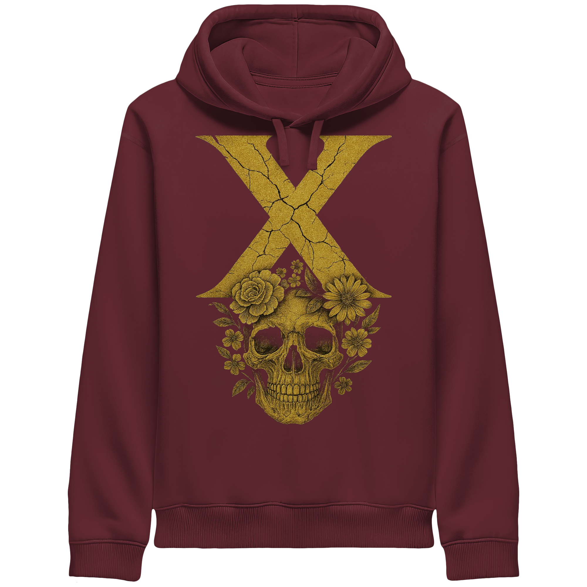 Blumen Kapuzenpullover Unisex – XTREME FLOWER – Bordeauxrot – XS