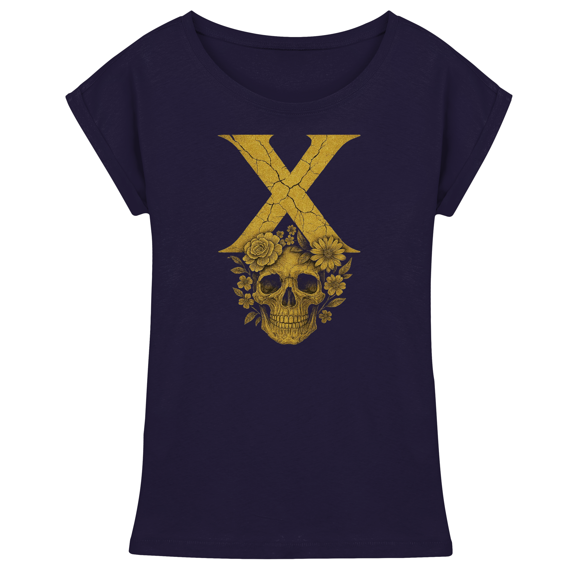 Blumen Damen T-Shirt – XTREME FLOWER – Marineblau – XS
