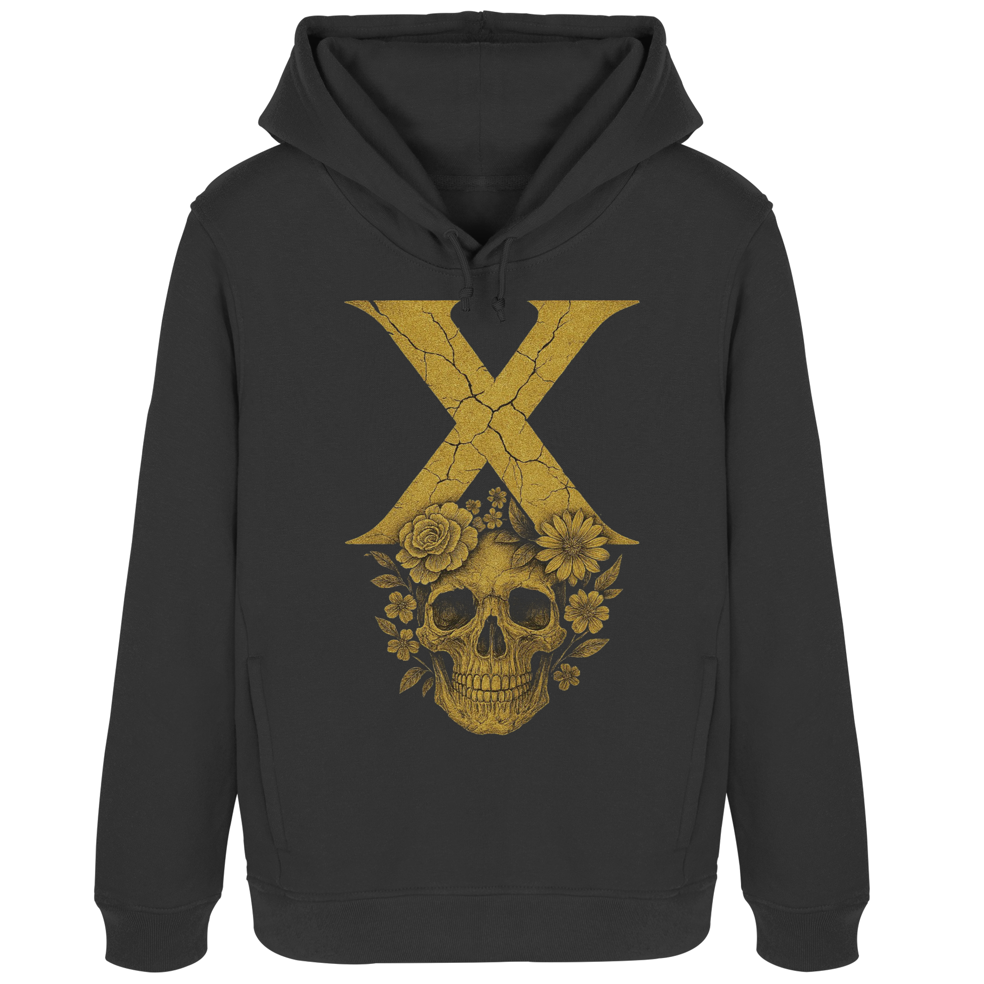 Blumen Damen Kapuzenpullover – XTREME FLOWER – Schwarz Pure – XS