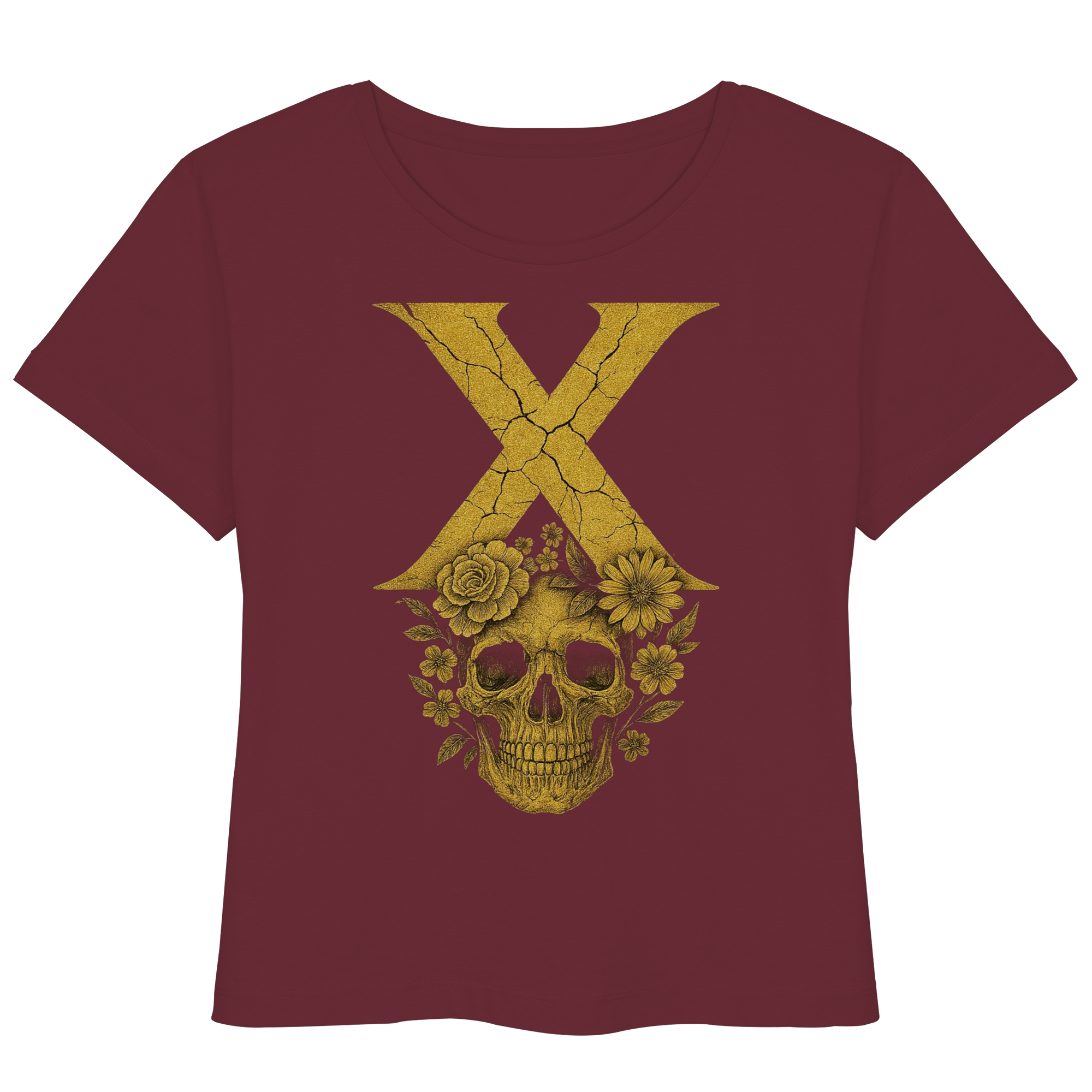 Blumen Damen T-Shirt – XTREME FLOWER – Bordeauxrot – XS
