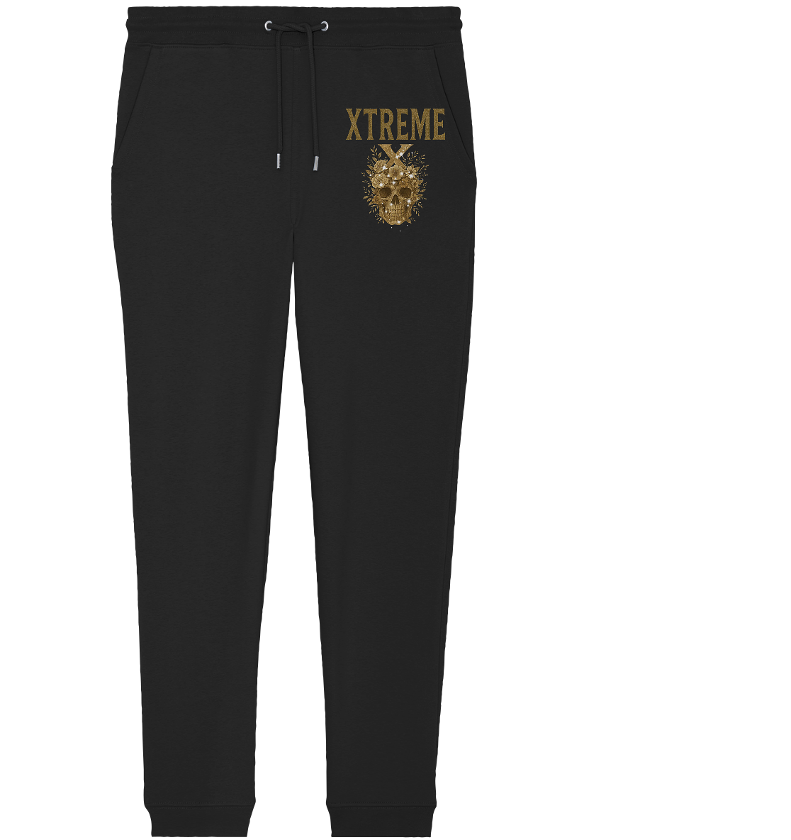 Totenkopf Blumen Jogginghose Unisex – XTREME Dark Bloom Skull – Schwarz – XS