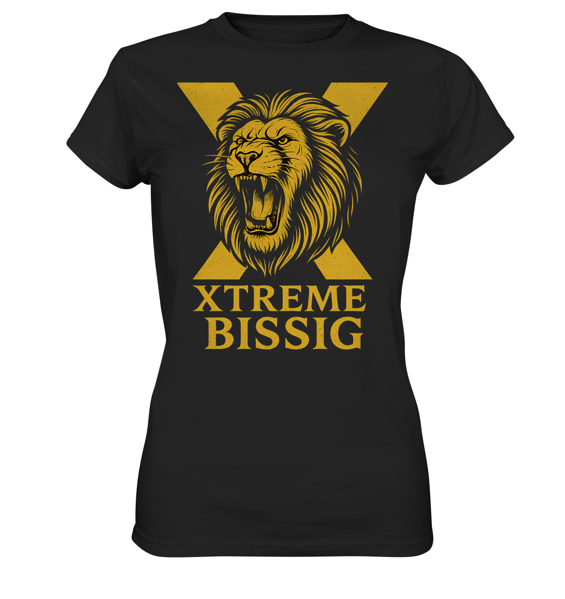 Bissig Damen T-Shirt – XTREME BISSIG GOLD – Schwarz – XS