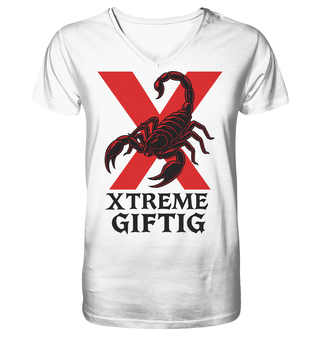 Giftig V-Ausschnitt-Shirt Unisex – XTREME GIFTIG RED – Weiß – S