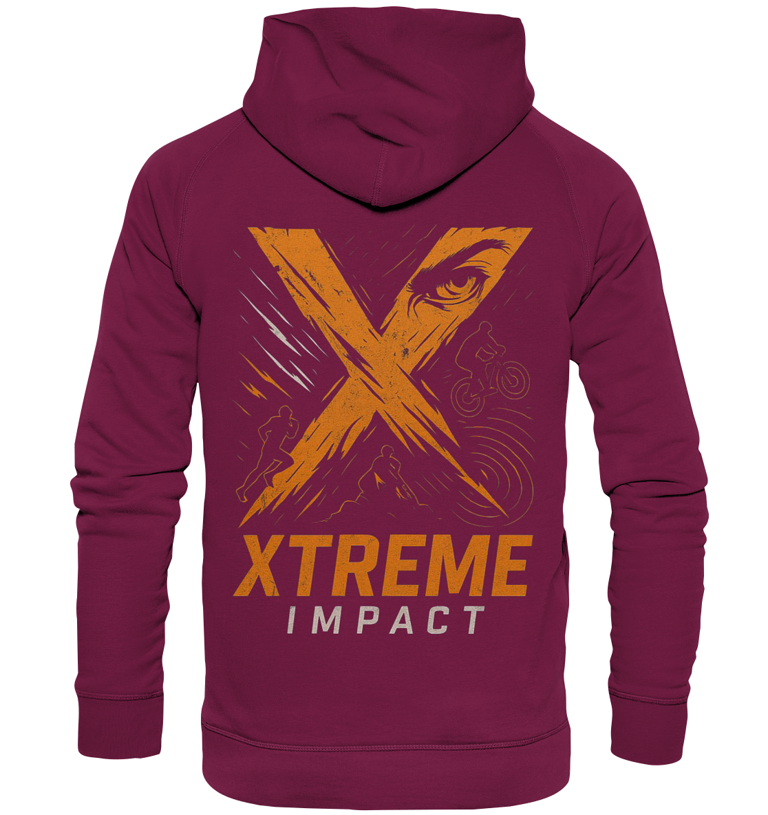 Kapuzenpullover Unisex – XTREME Impact – Bordeauxrot – XS