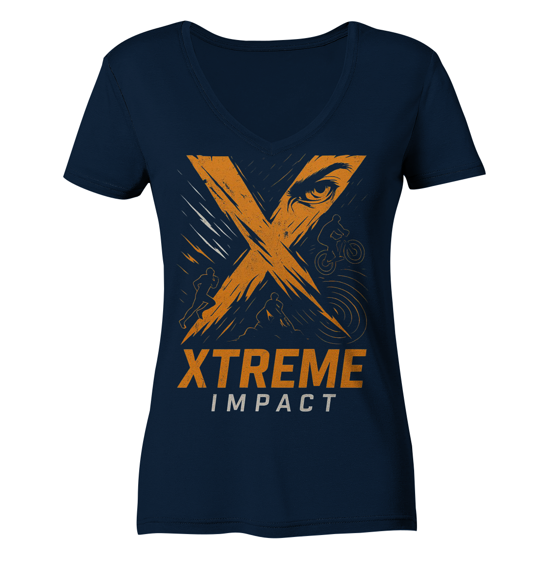 Damen V-Ausschnitt-Shirt – XTREME Impact – Marineblau – XS