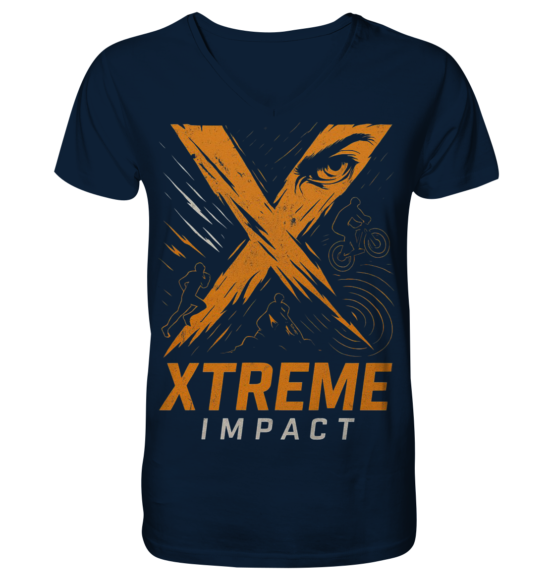 V-Ausschnitt-Shirt Unisex – XTREME Impact – Marineblau – S