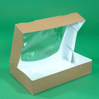 Cupcake Box Kraft Full Window 198 x118x40mm Cupcake Box Kraft Full Window 198 x118x40mm