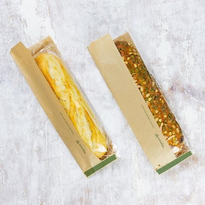 14" Kraft Nature Flex Vegware Window Baguette Bag | Select Catering Solutions Ltd 14" Kraft Nature Flex Vegware Window Baguette Bag | Select Catering Solutions Ltd